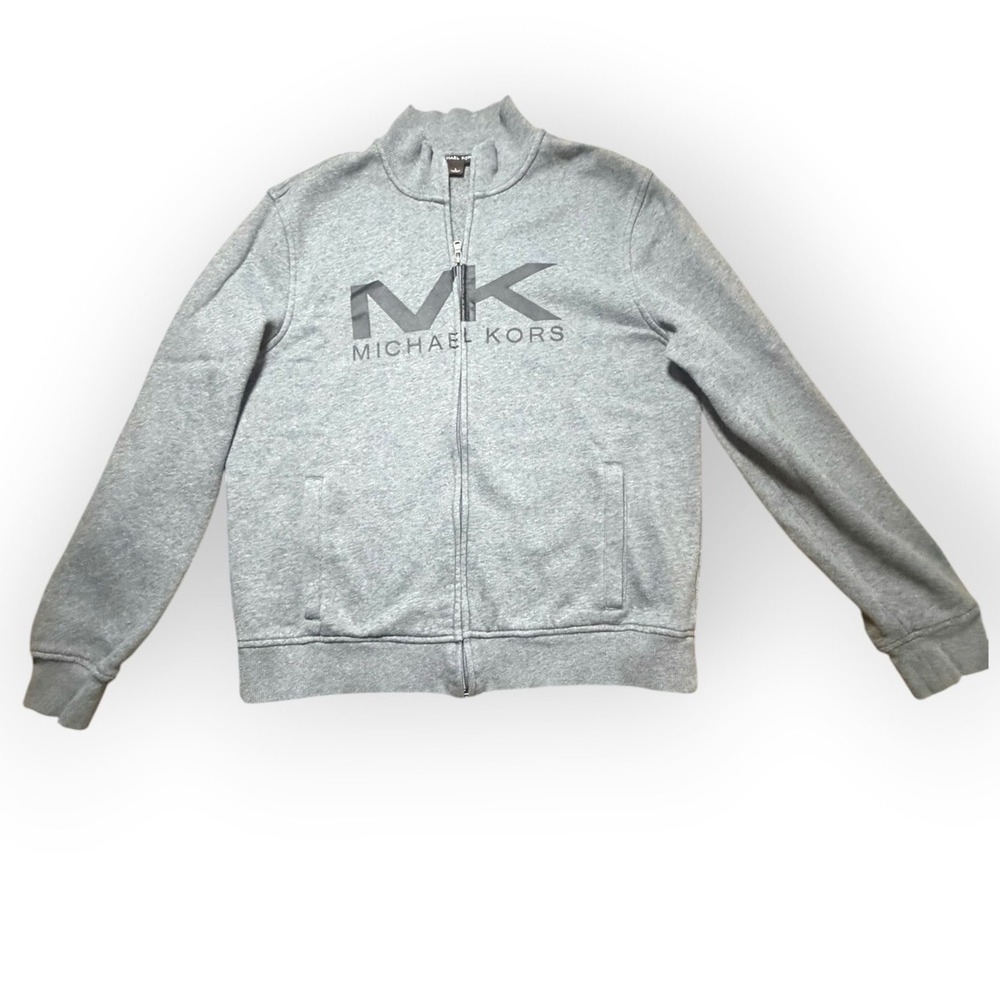 Michael Kors Mens Heather Gray Full Zip MK Logo Track Jacket Large